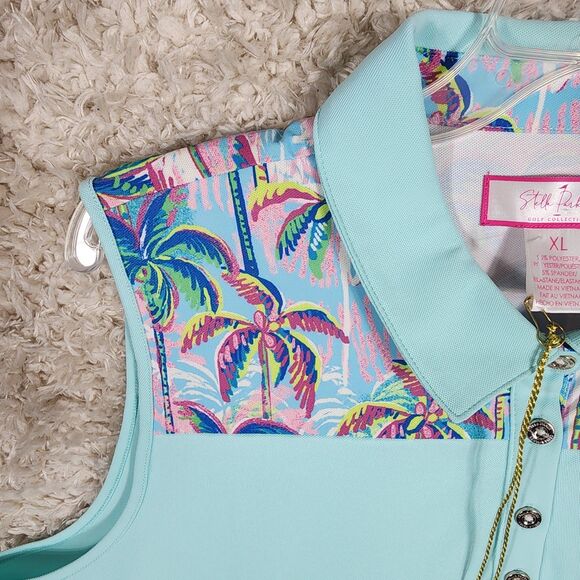 Stella Parker Golf Collection Polo Shirt Womens XL Palm Tree Sleeveless Top - Picture 4 of 9